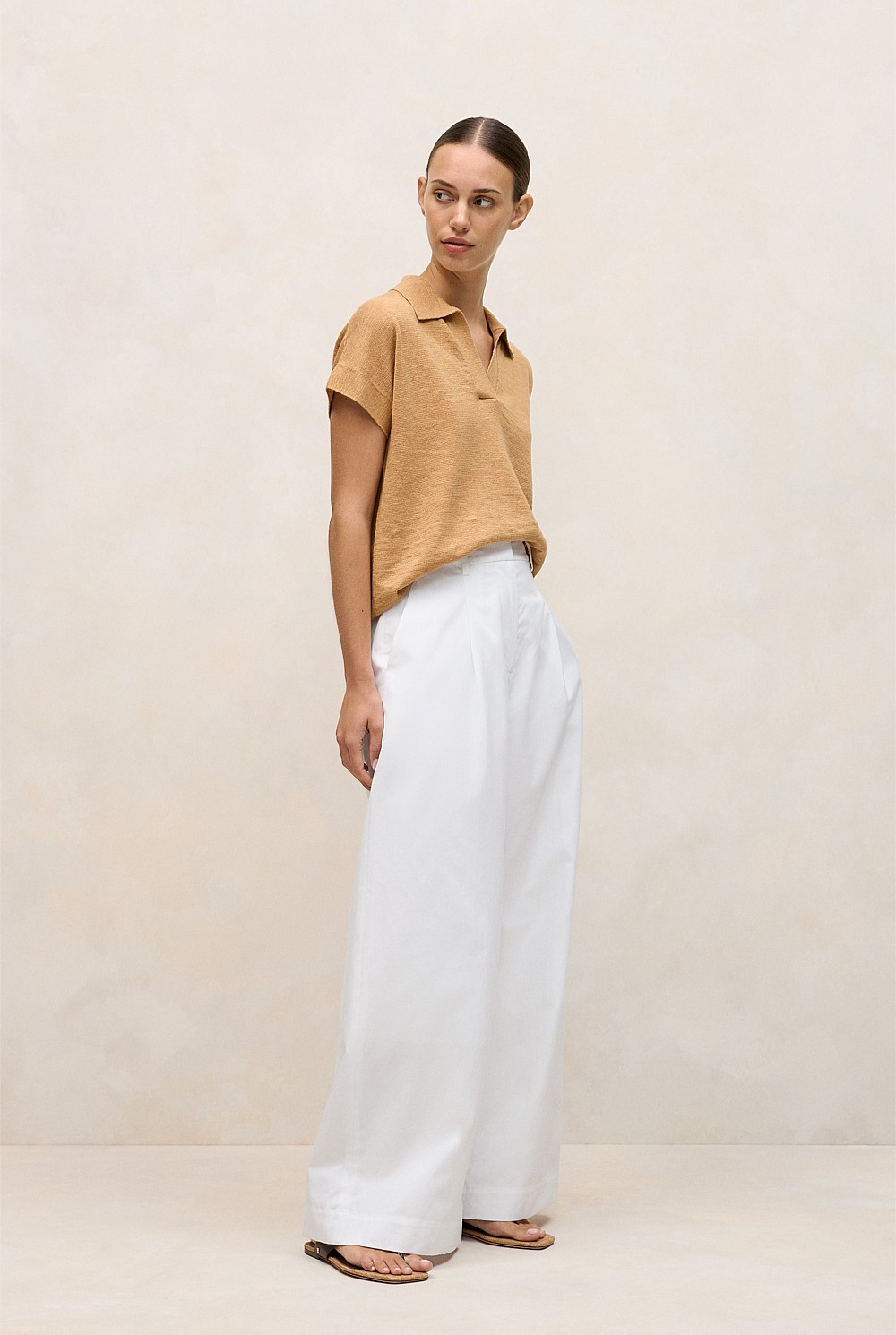 Linen Cotton Relaxed Knit Polo