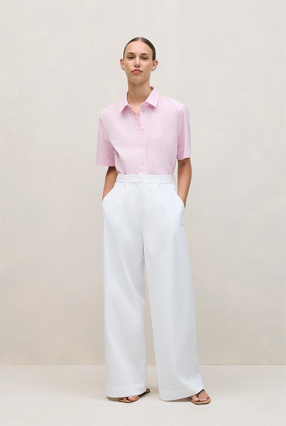 Cotton Seersucker Short Sleeve Shirt