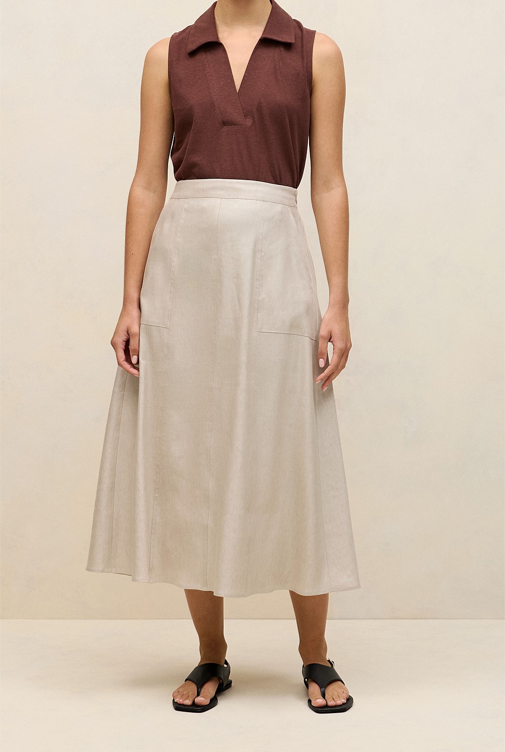 Yarn Dyed Linen Blend Skirt