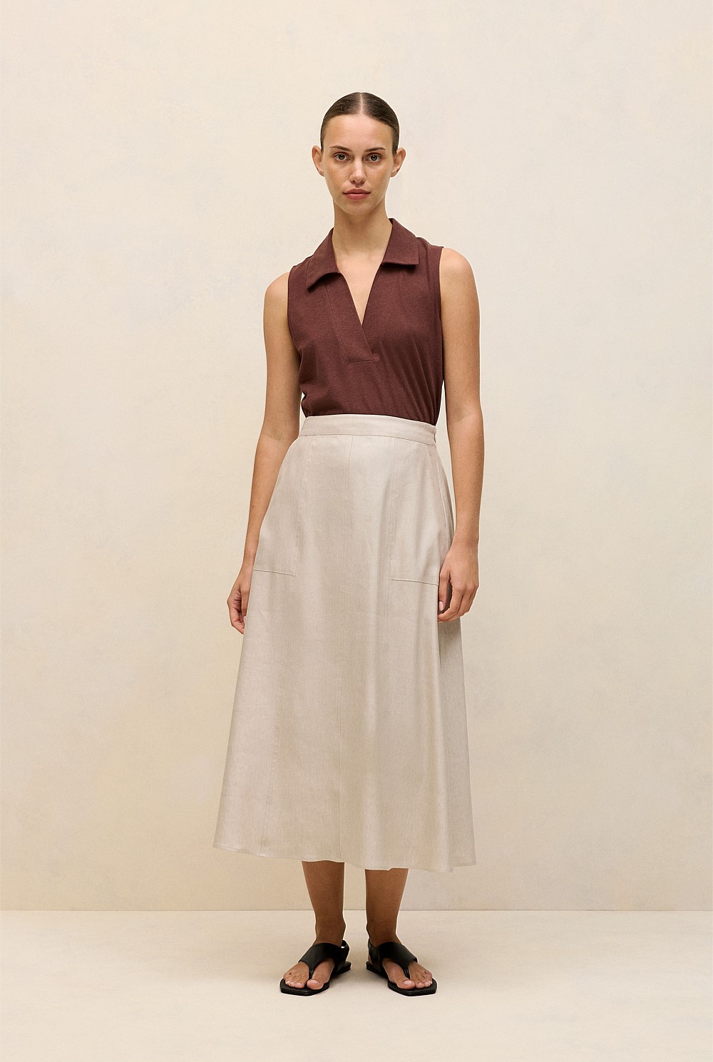Yarn Dyed Linen Blend Skirt