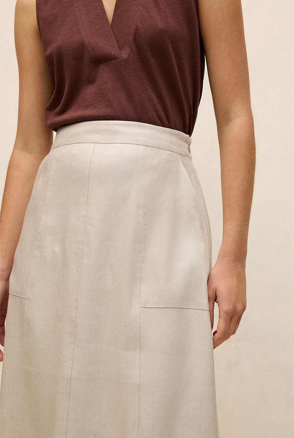 Yarn Dyed Linen Blend Skirt