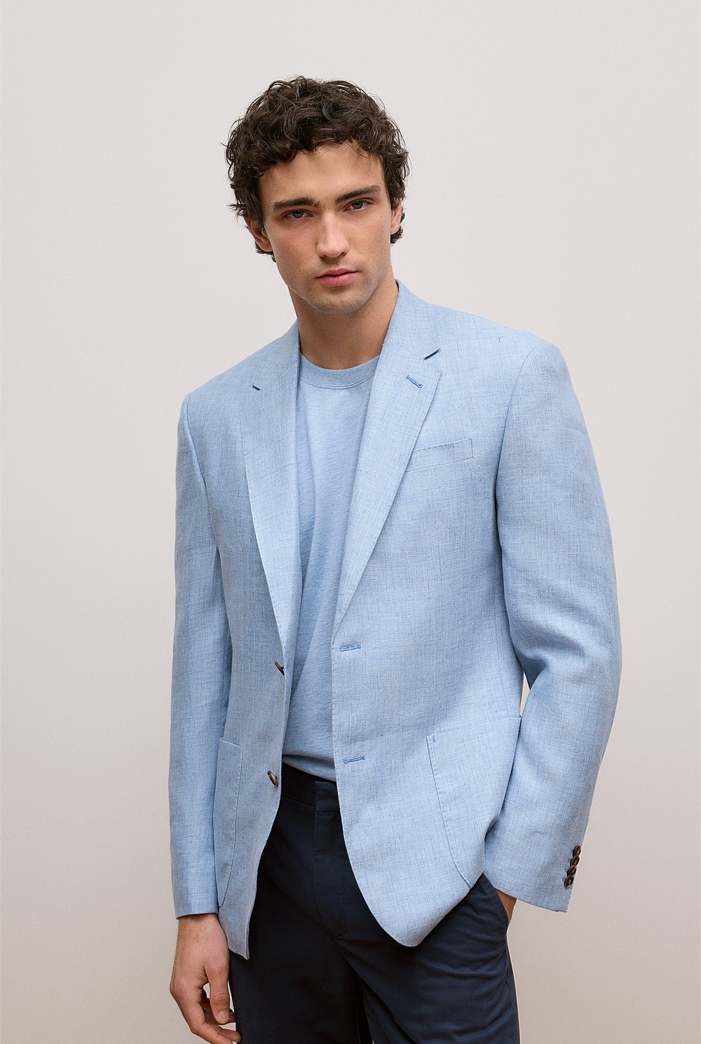 Regular Fit Yarn Dyed Linen Blazer