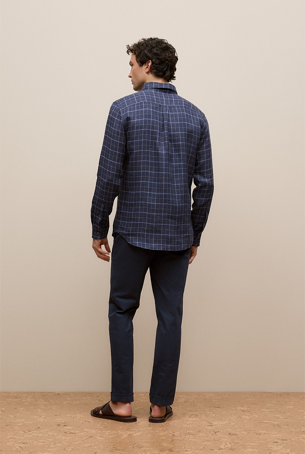 Regular Fit Linen Fine Check Shirt