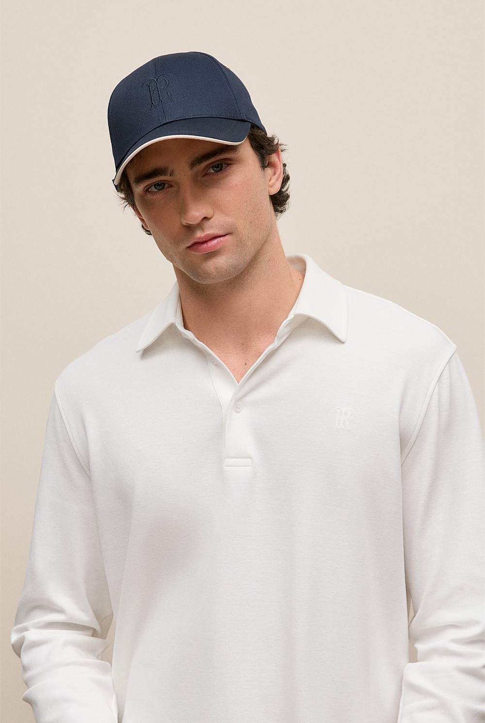 Micro Pique Monogram Long Sleeve Polo