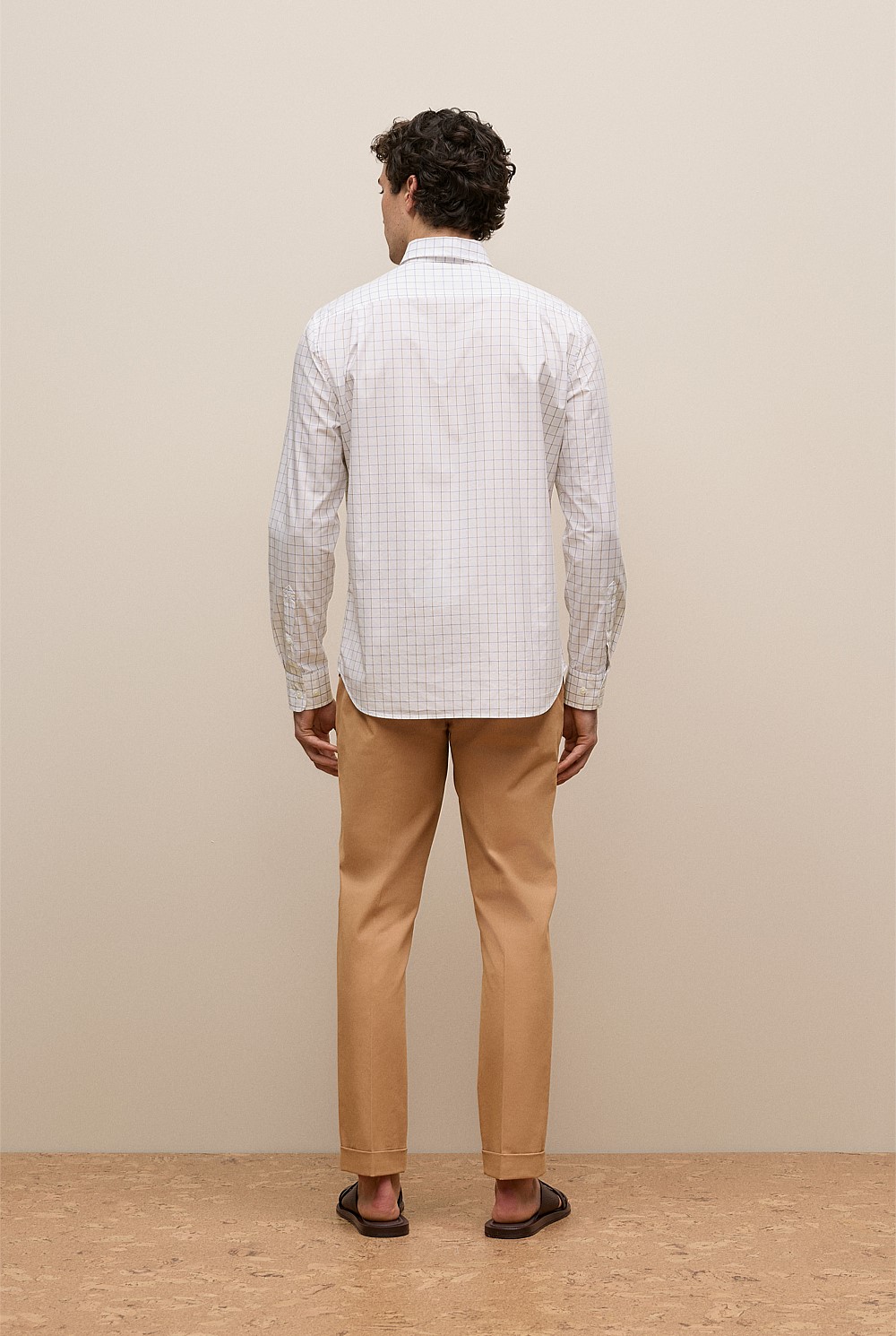 Regular Fit Poplin Grid Long Sleeve Shirt