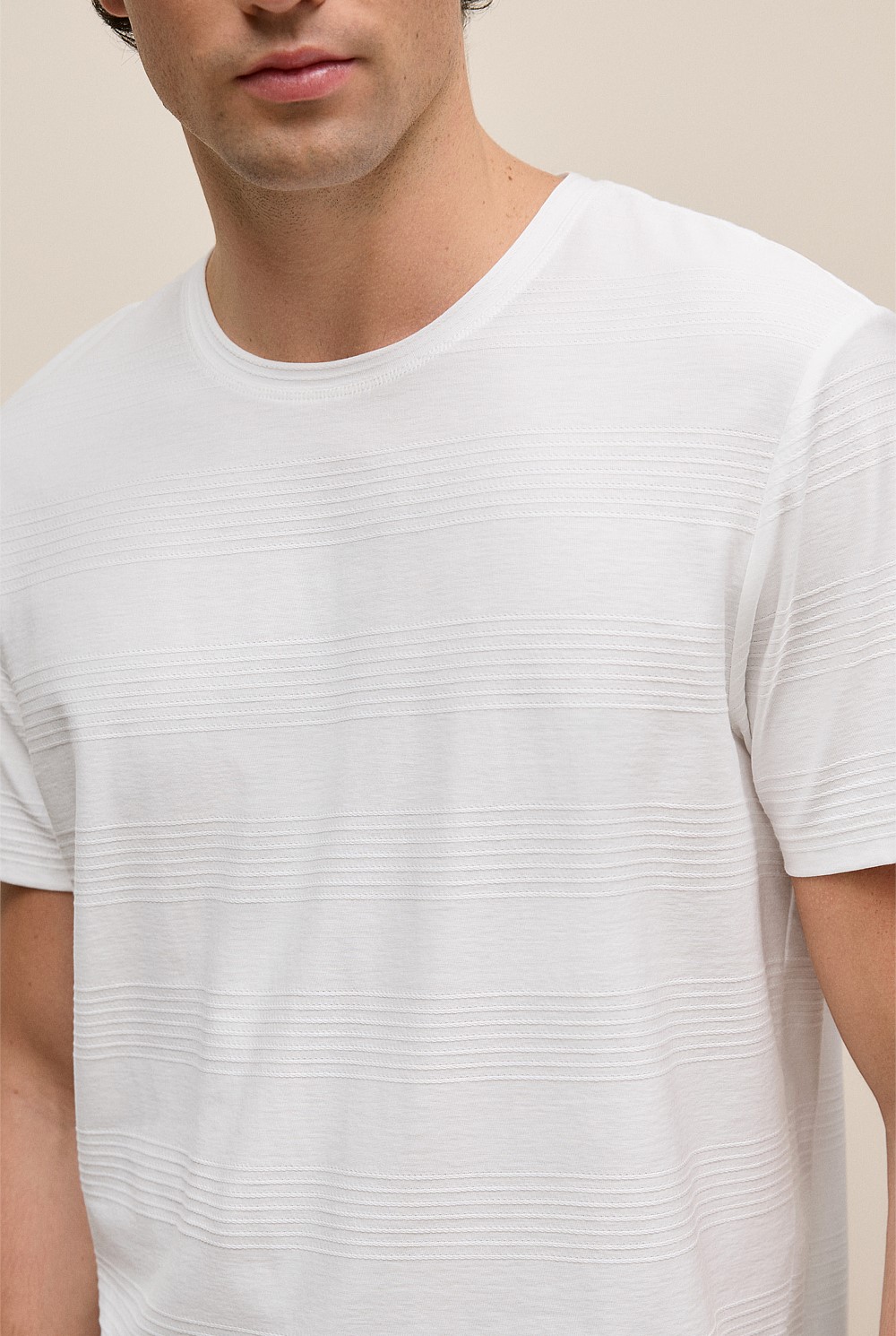 Cotton Jacquard Stripe T-shirt