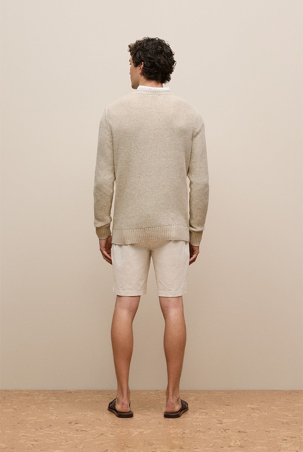 Linen Cotton Texture Knit Crew
