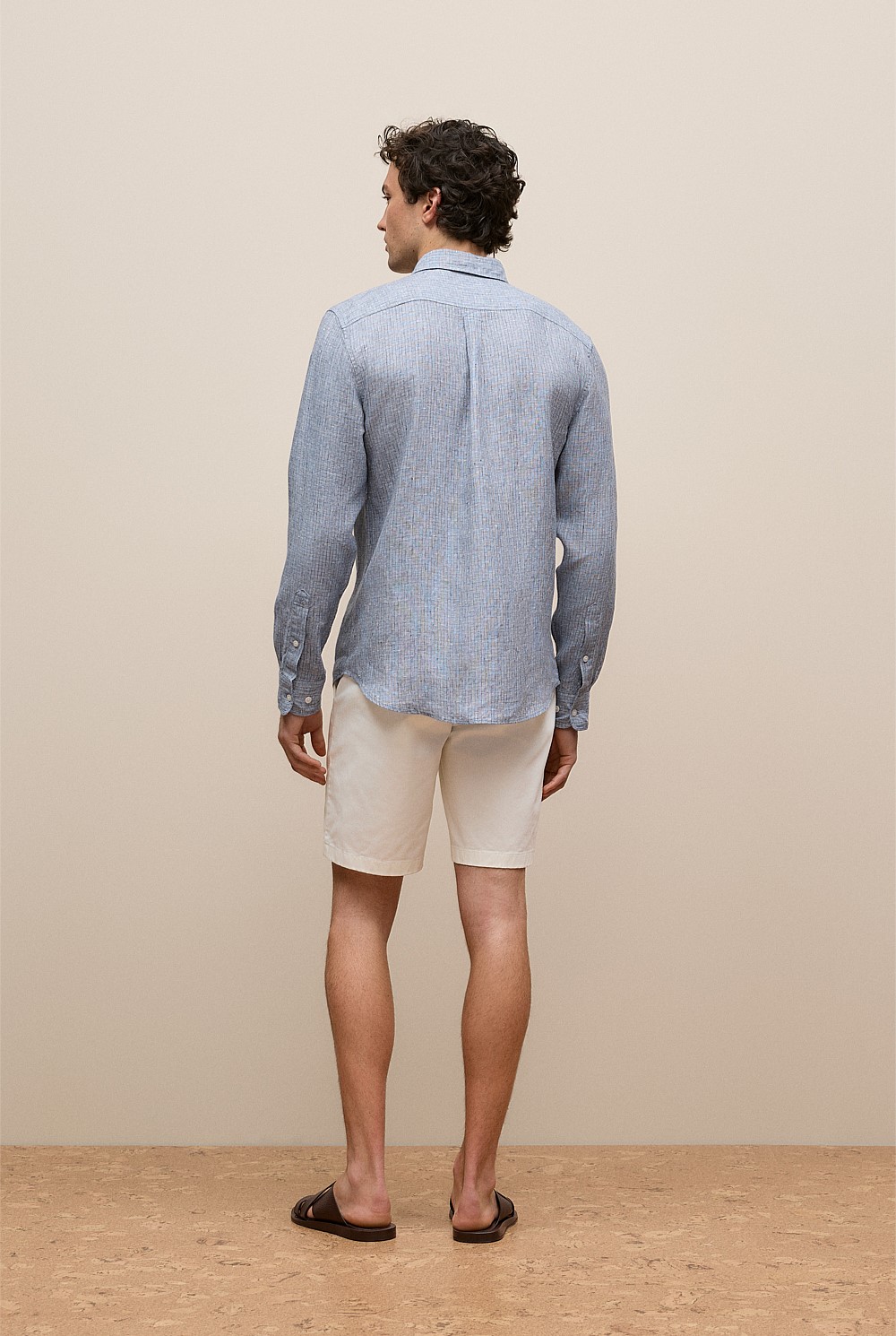 Regular Fit Yarn Dyed Linen Grid Shirt