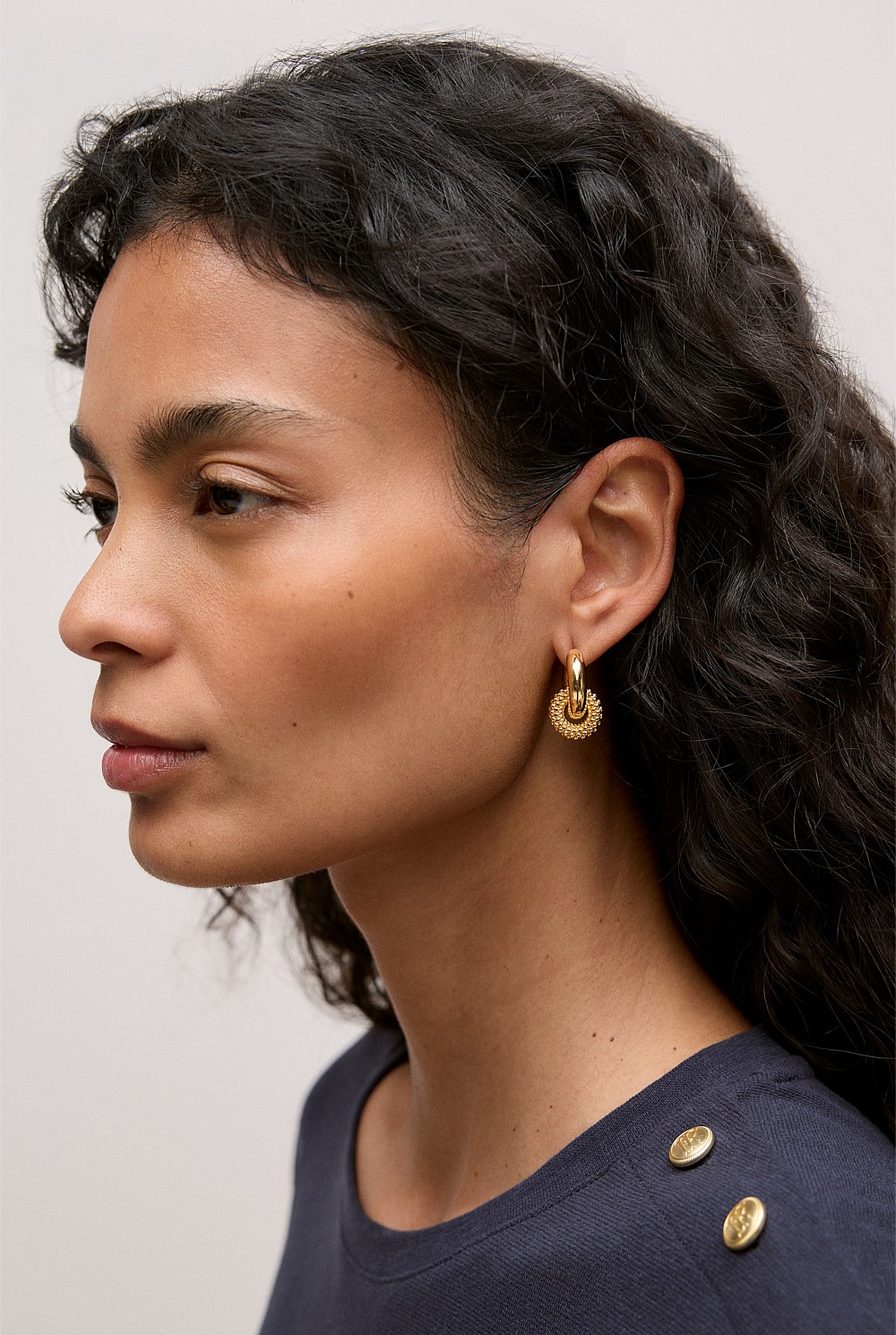 Rava Drop Hoop Earrings