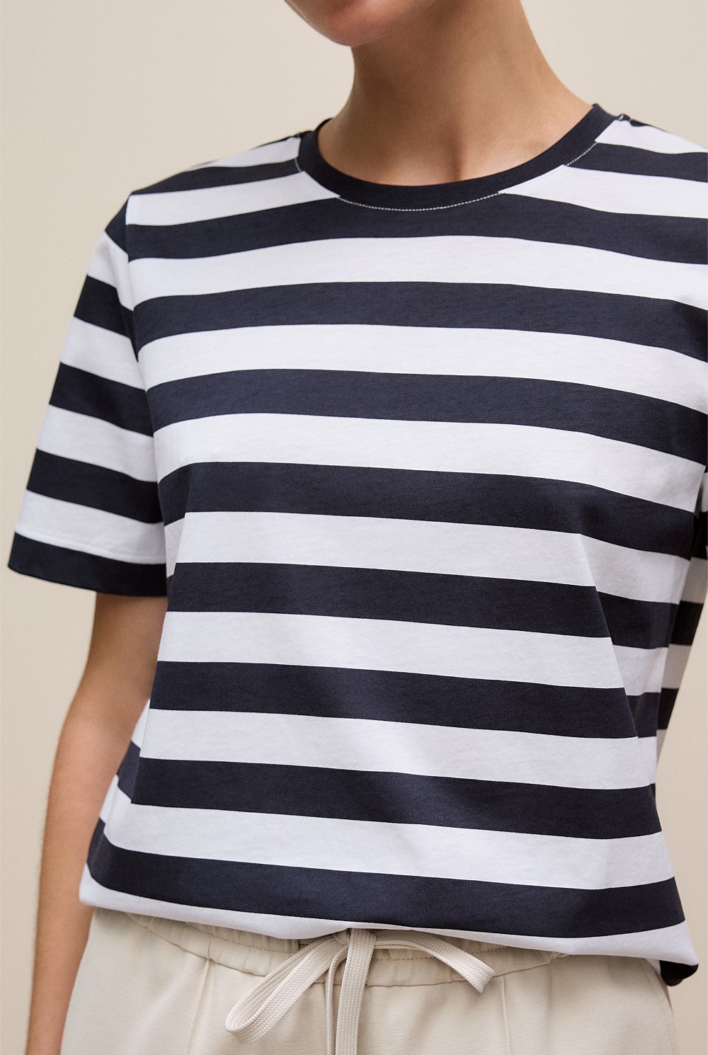 Mercerised Cotton Stripe T-shirt