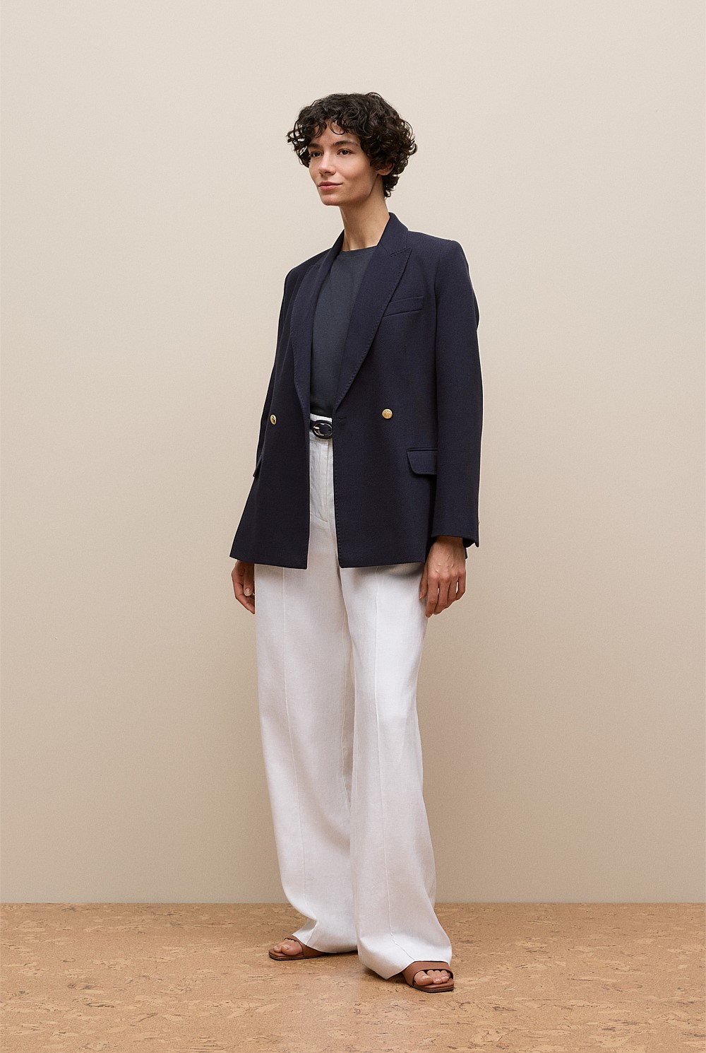 Pique Blend Double Breasted Blazer
