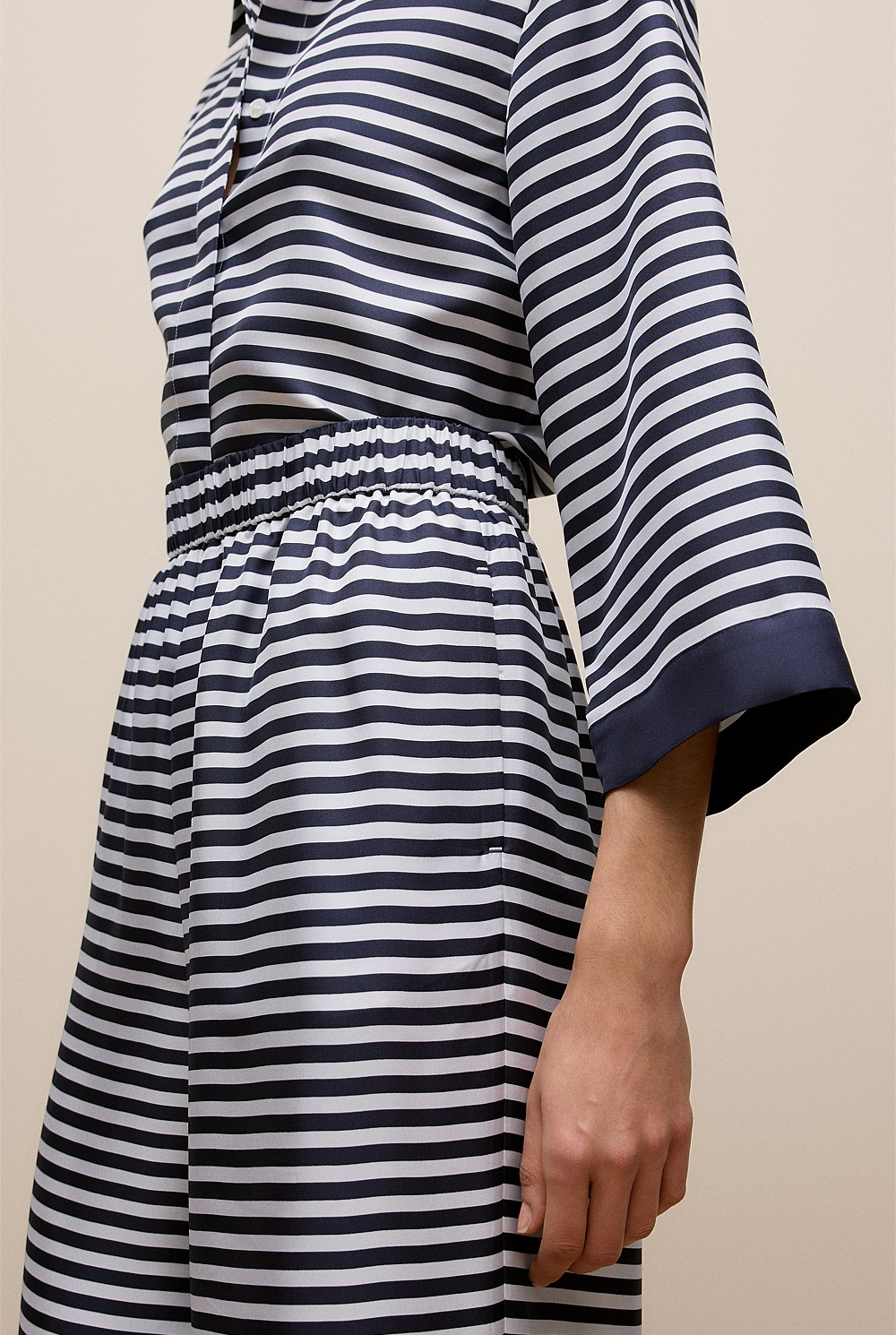 Silk Stripe Cropped Pant