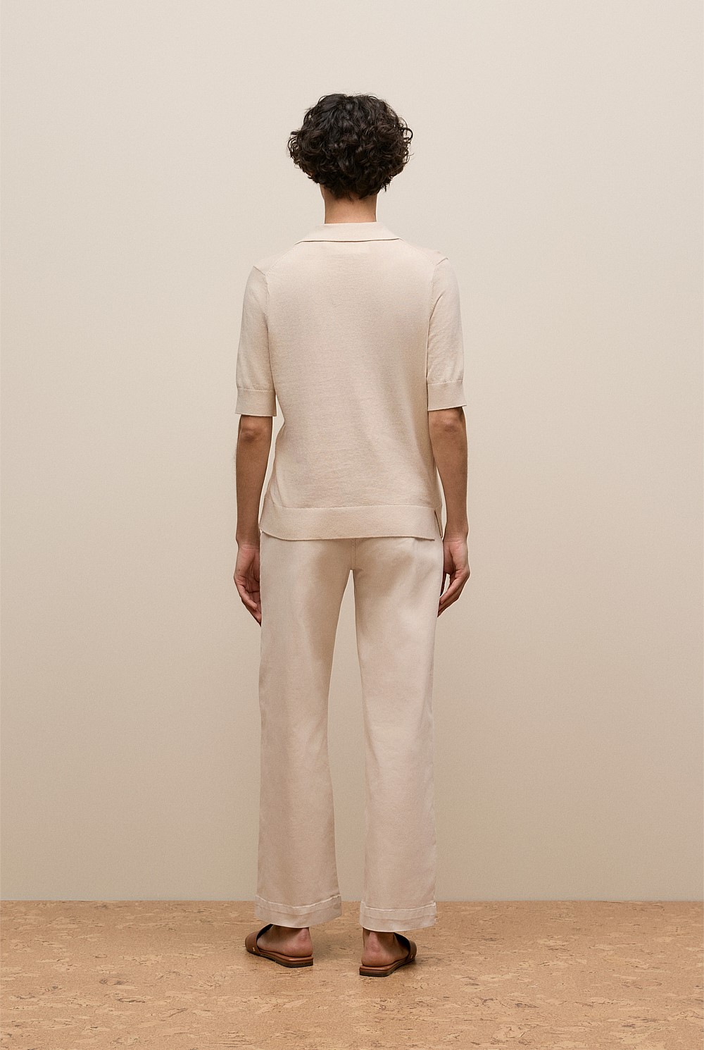 Cotton Cashmere Half Sleeve Polo