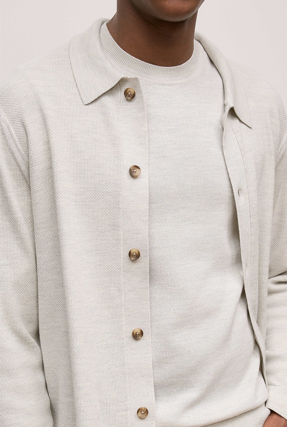 Merino Texture Knit Long Sleeve Shirt