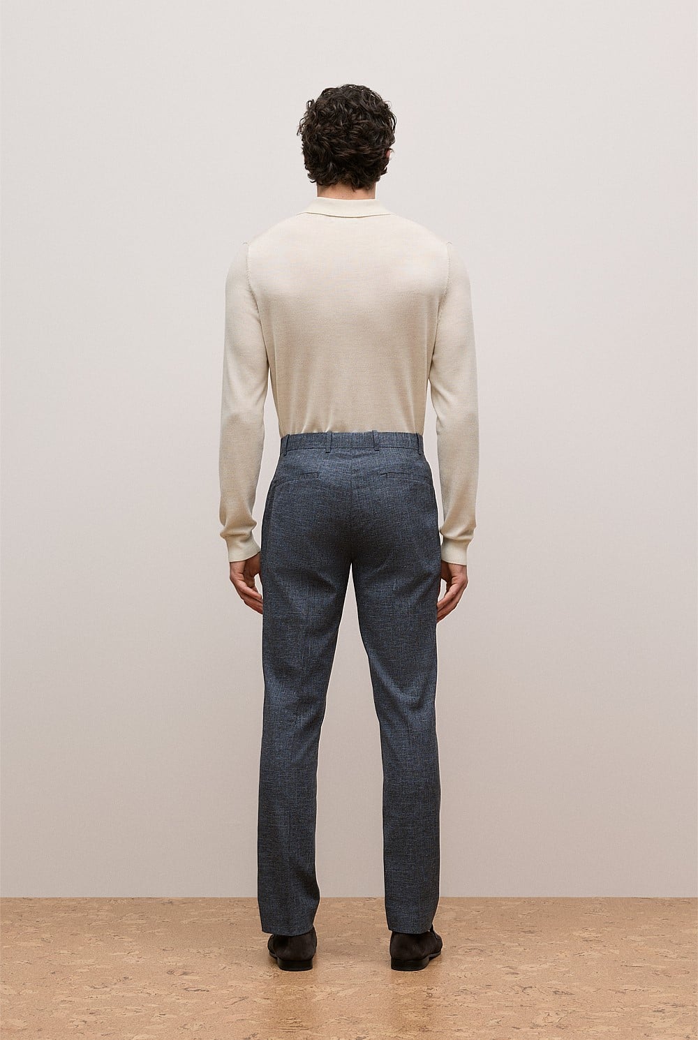 Cotton Wool Blend Straight Leg Trouser