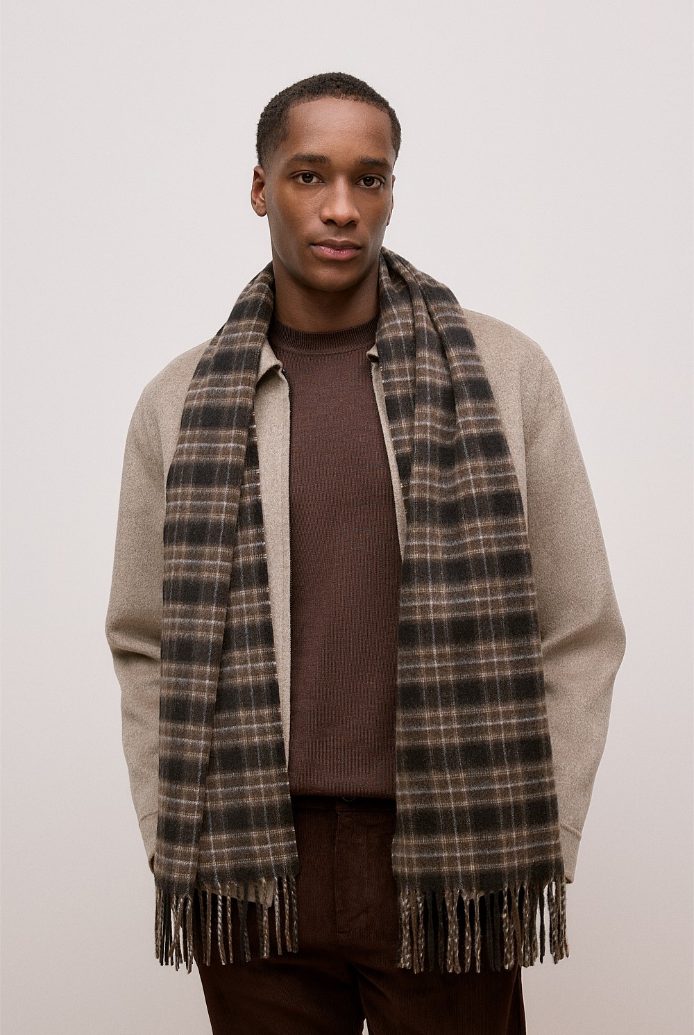 Alba Wool Cashmere Check Scarf