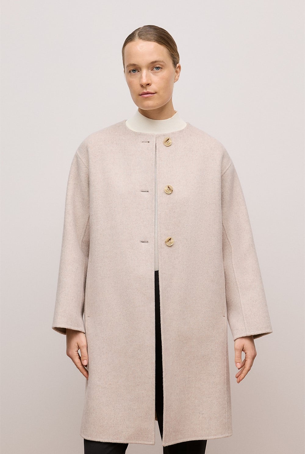 Brushed Wool Silk Scarf Coat