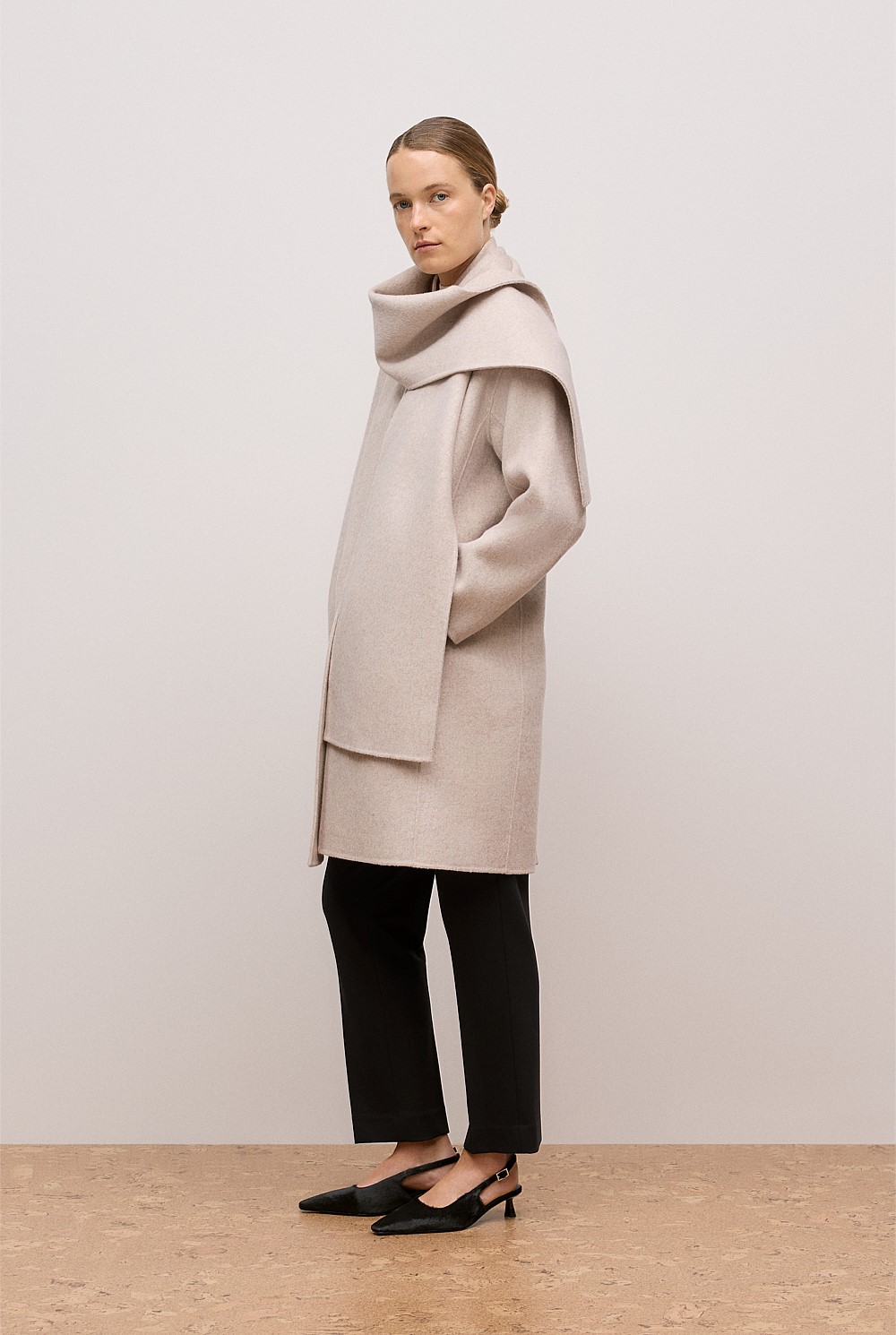Brushed Wool Silk Scarf Coat