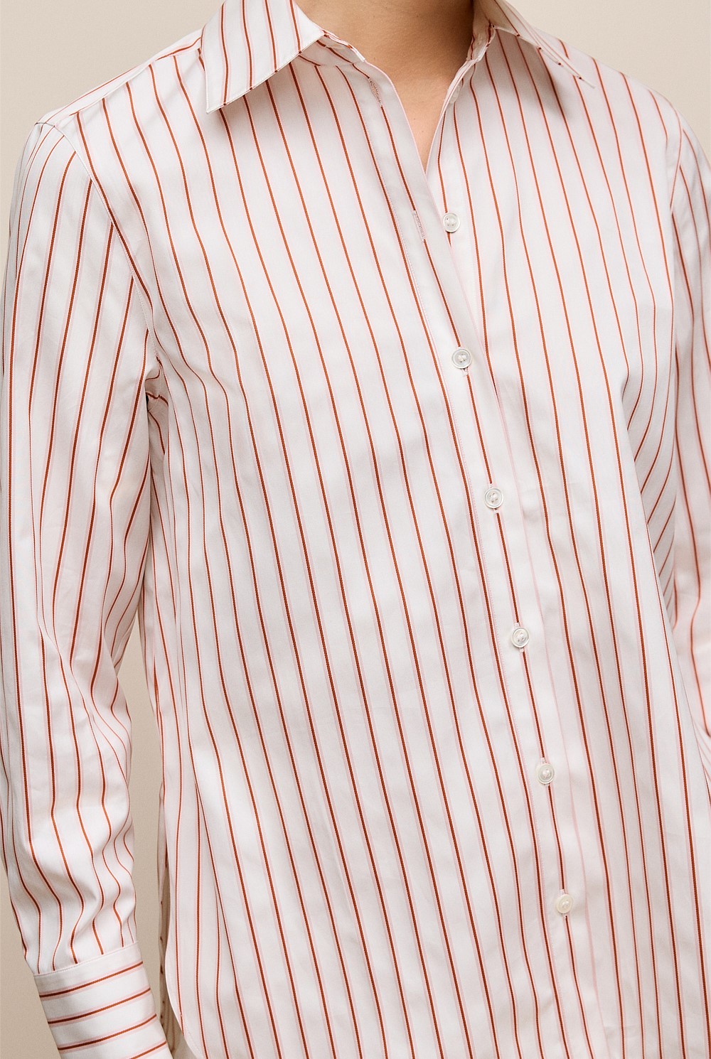 Cotton Poplin Jacquard Stripe Shirt