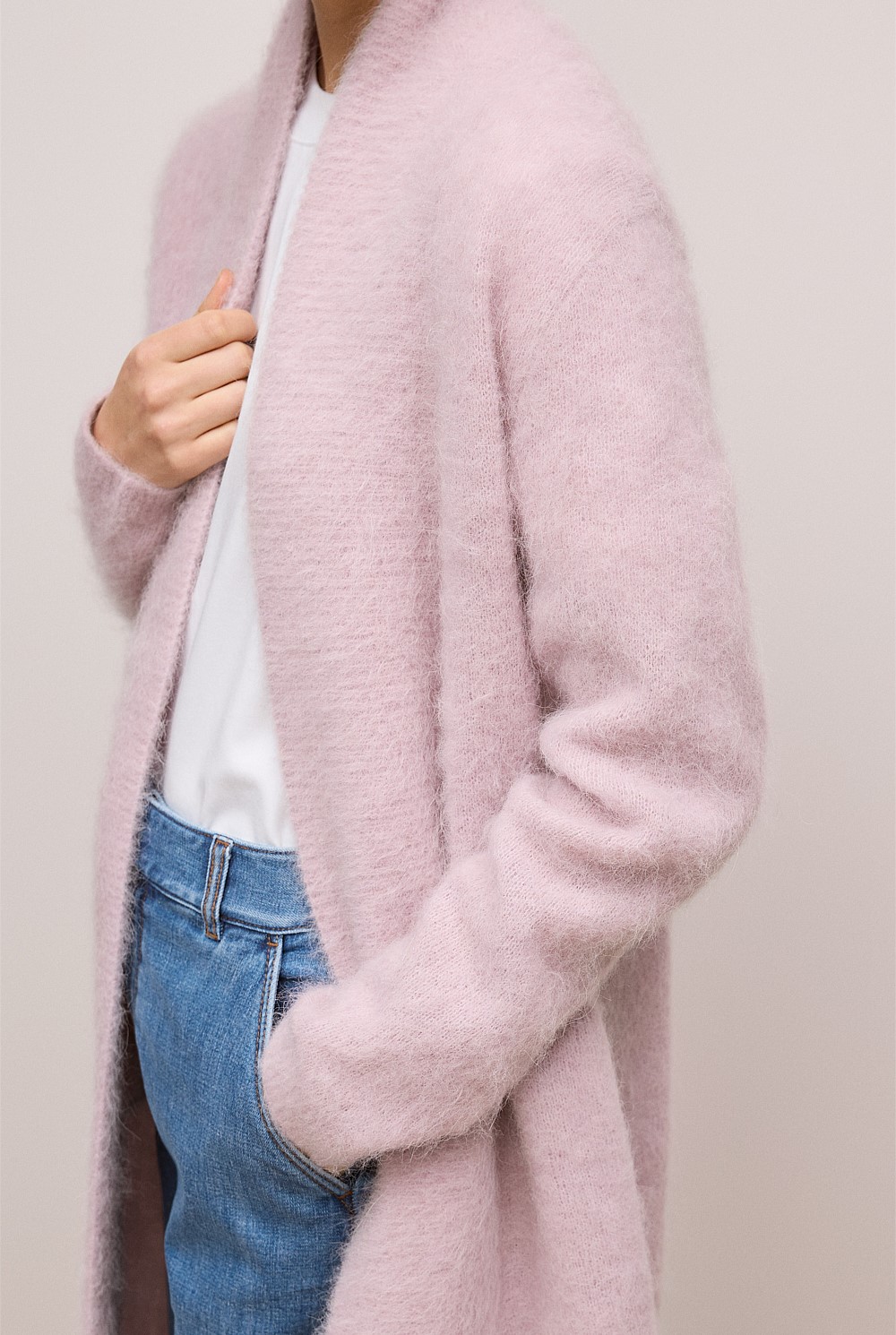 Brushed Alpaca Longline Cardigan