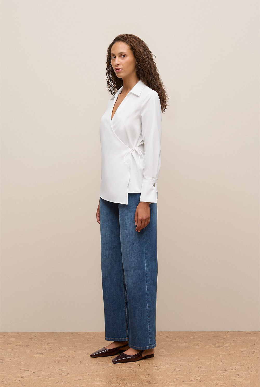 Cotton Poplin Wrap Shirt