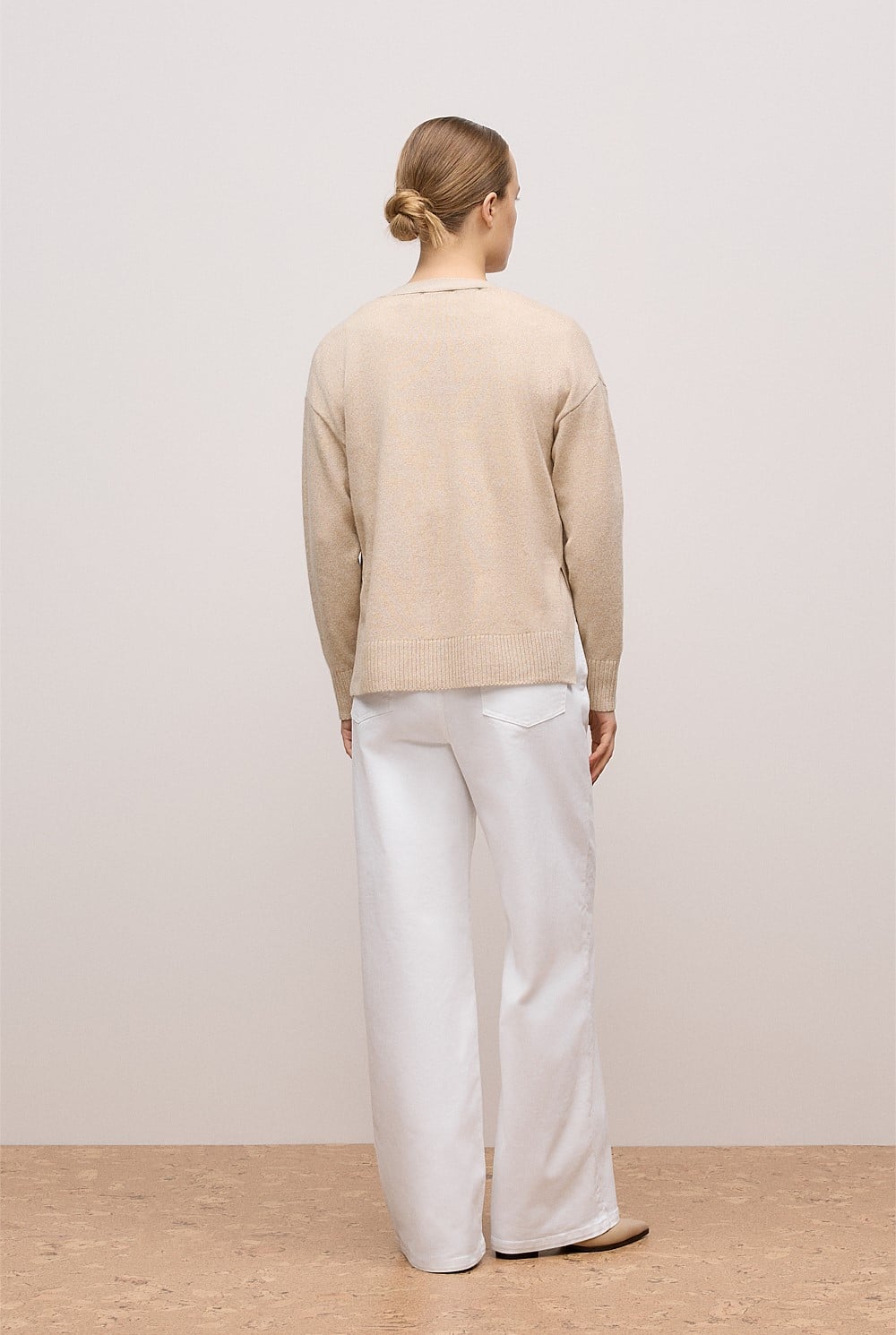 Wool Cashmere Relaxed V Cardigan