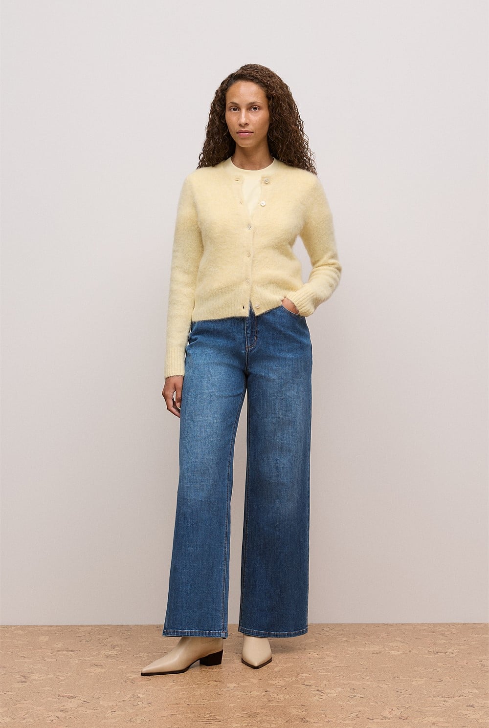 Brushed Alpaca Button Through Cardigan