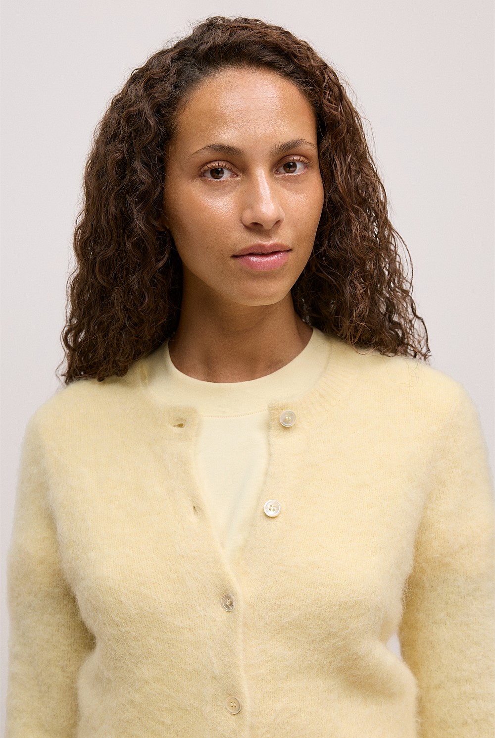Brushed Alpaca Button Through Cardigan
