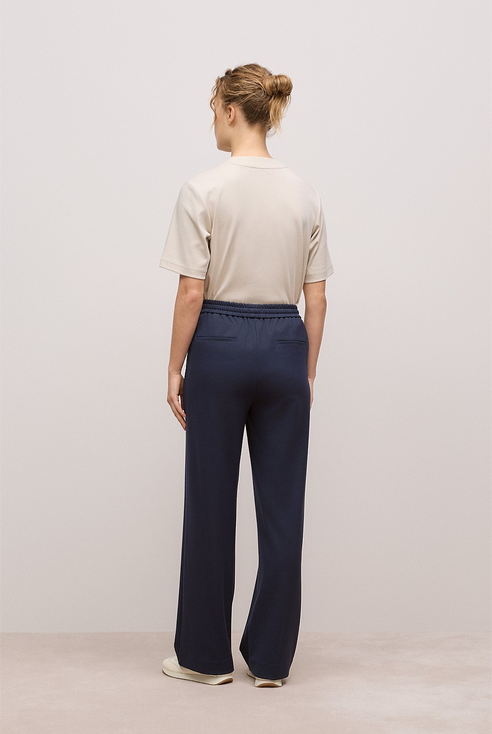 Ponte Pintucked Wide Leg Pant