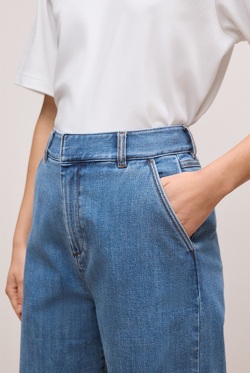 Australian Cotton Blend Denim Tailored Pant