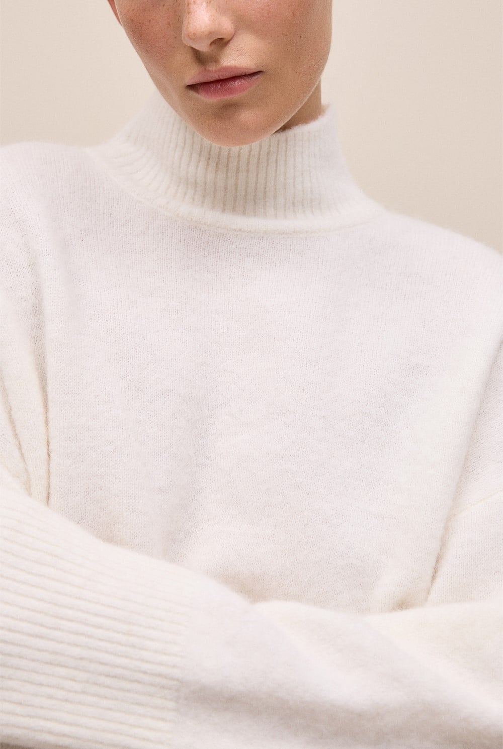 Alpaca Merino Blend Relaxed Mock Neck