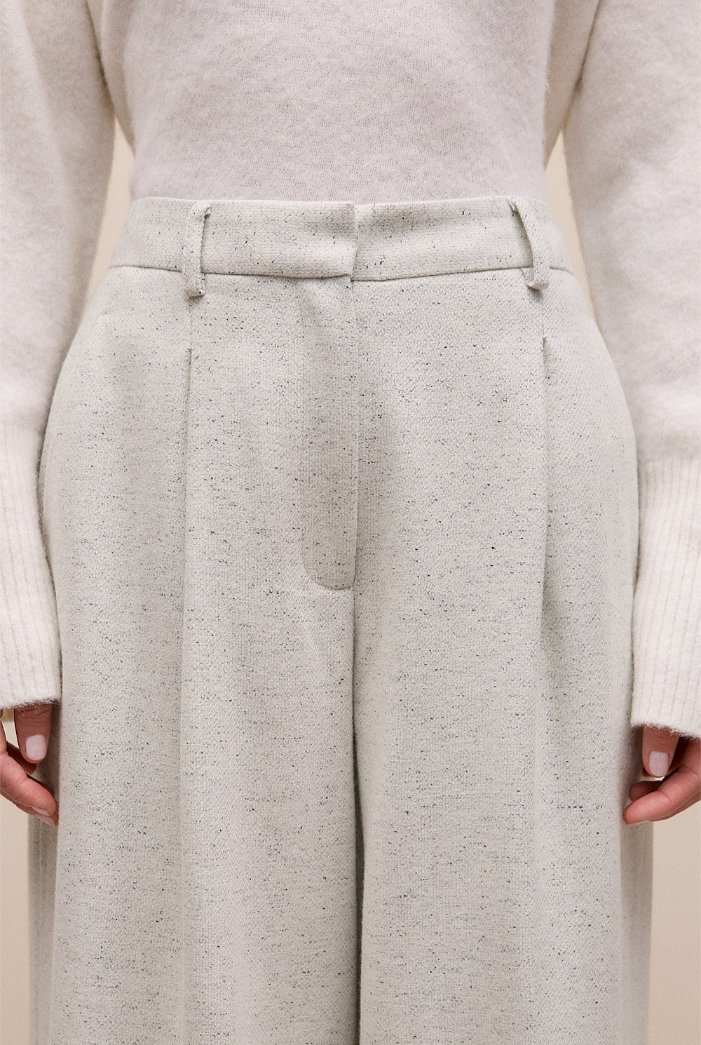 Italian Wool Blend Wide Leg Pant
