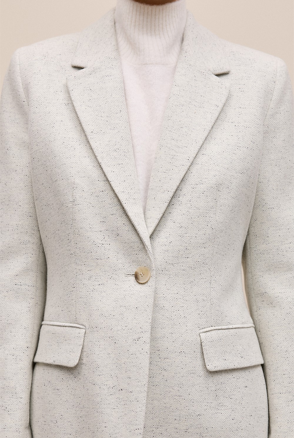 Italian Wool Blend Single Breasted Blazer