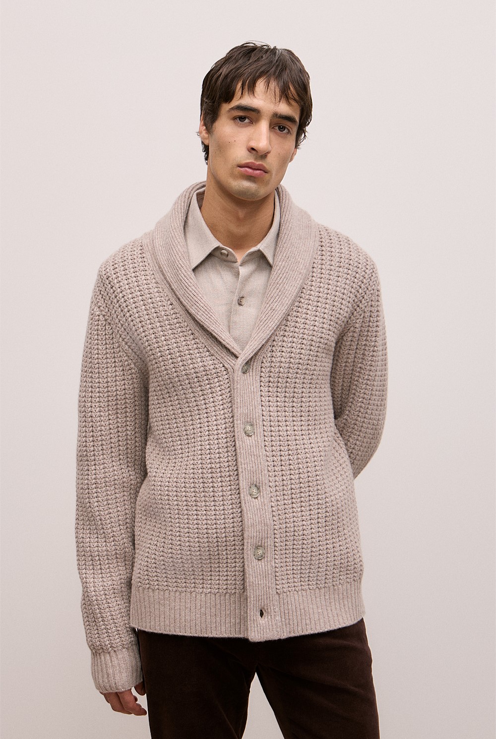 Merino Textured Shawl Cardigan