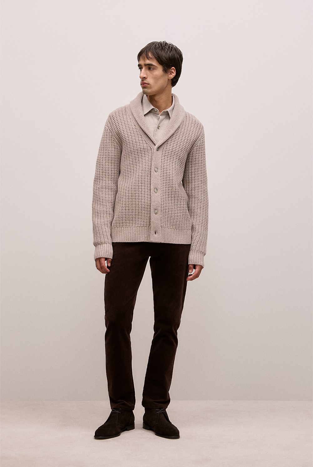 Merino Textured Shawl Cardigan
