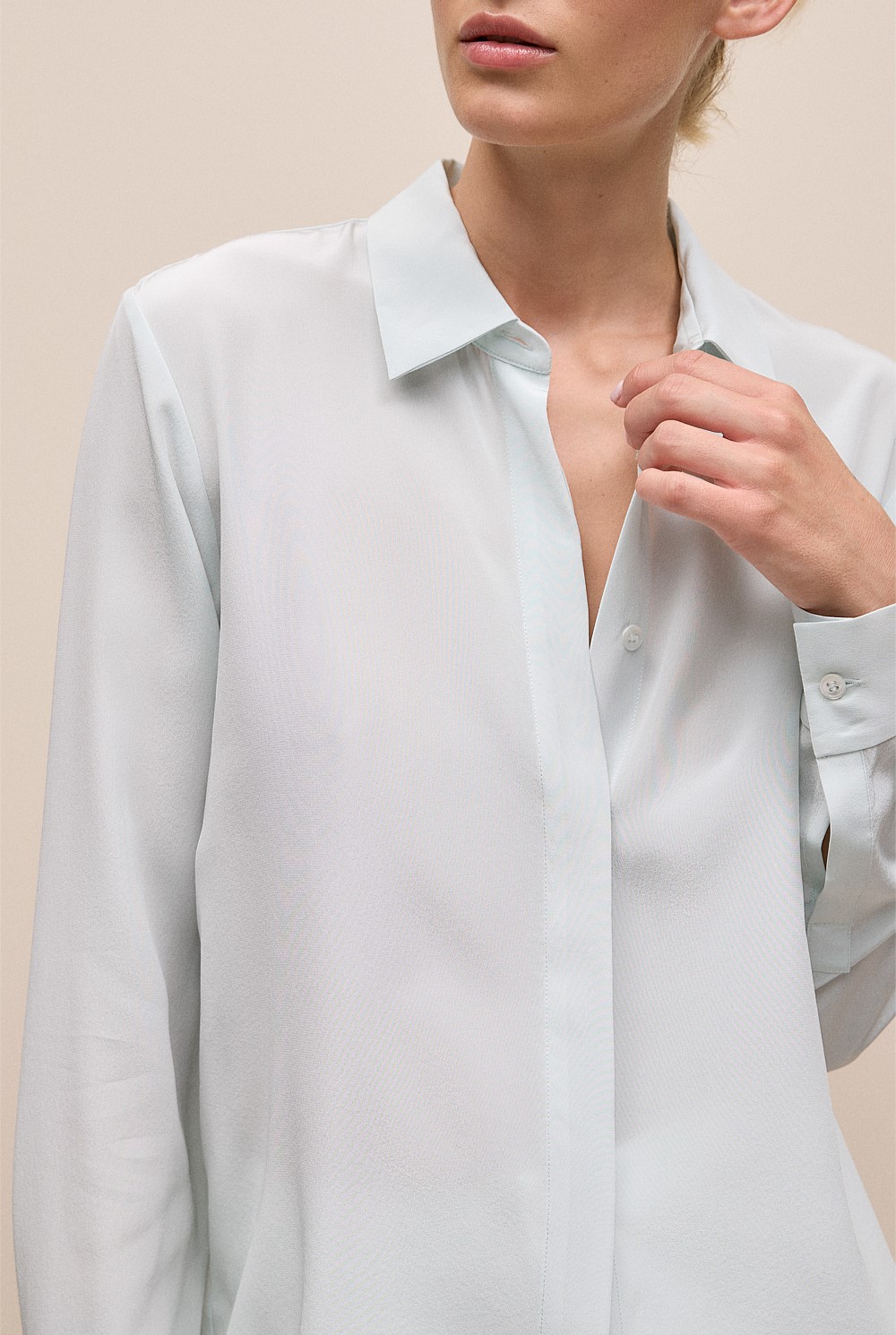 Silk Concealed Placket Shirt