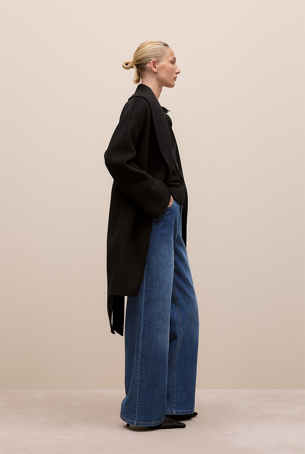 Double Faced Wool Wrap Coat