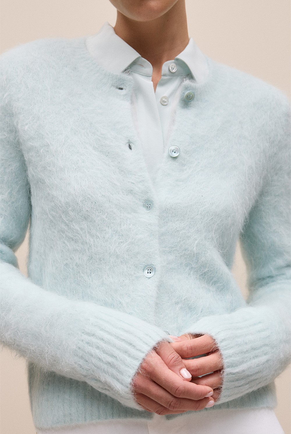 Brushed Alpaca Button Through Cardigan