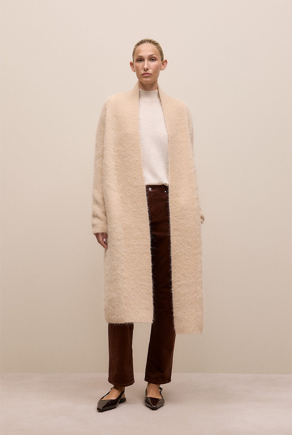 Brushed Alpaca Longline Cardigan