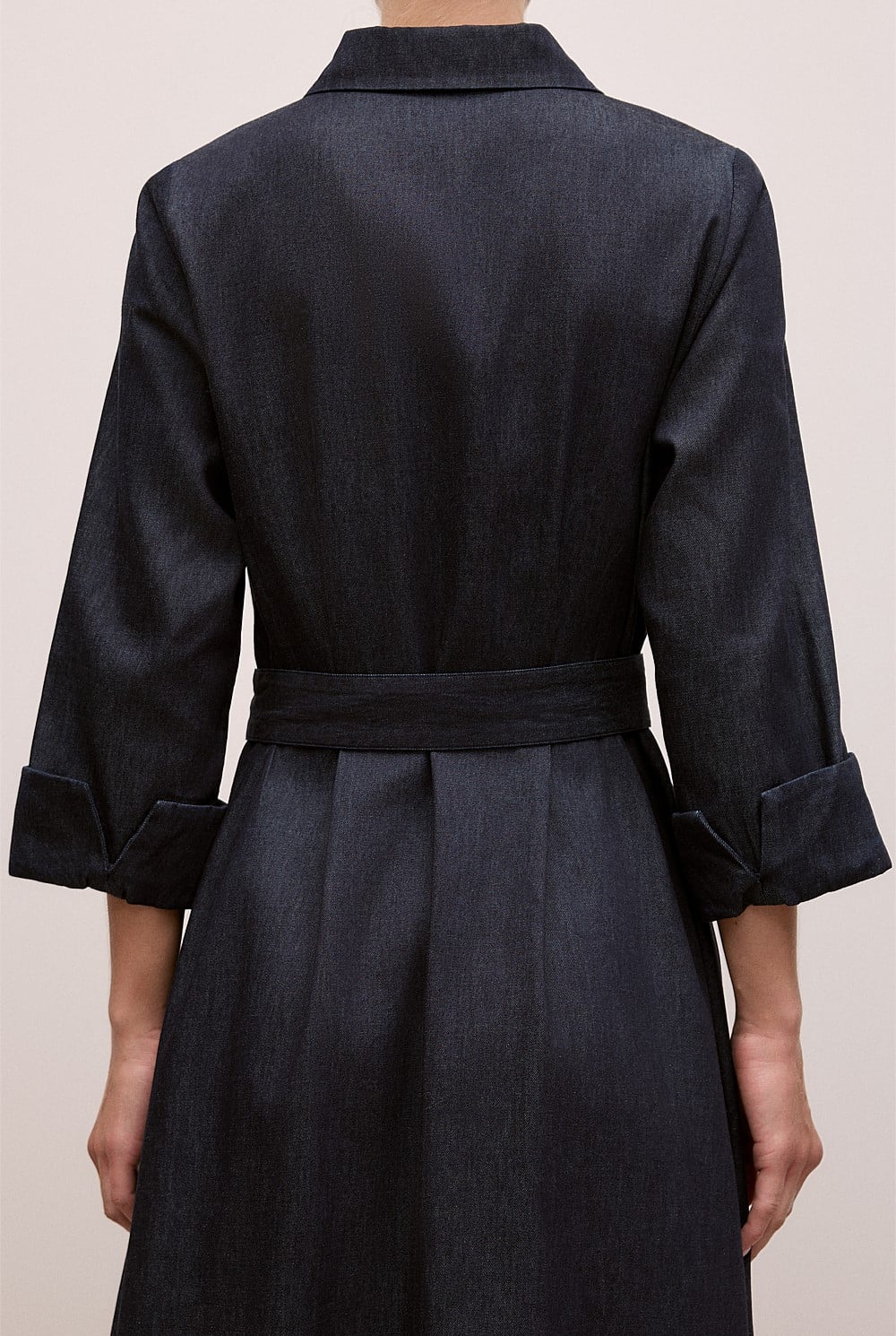 Denim Pleat Detail Shirt Dress
