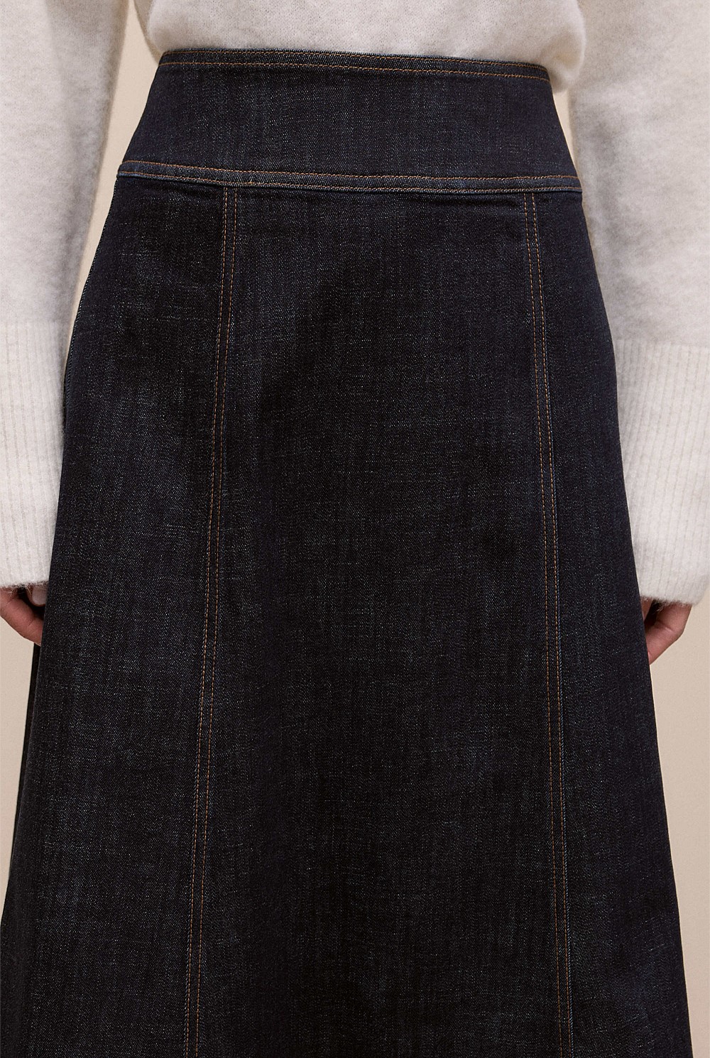 Australian Cotton Blend Denim Panelled Skirt