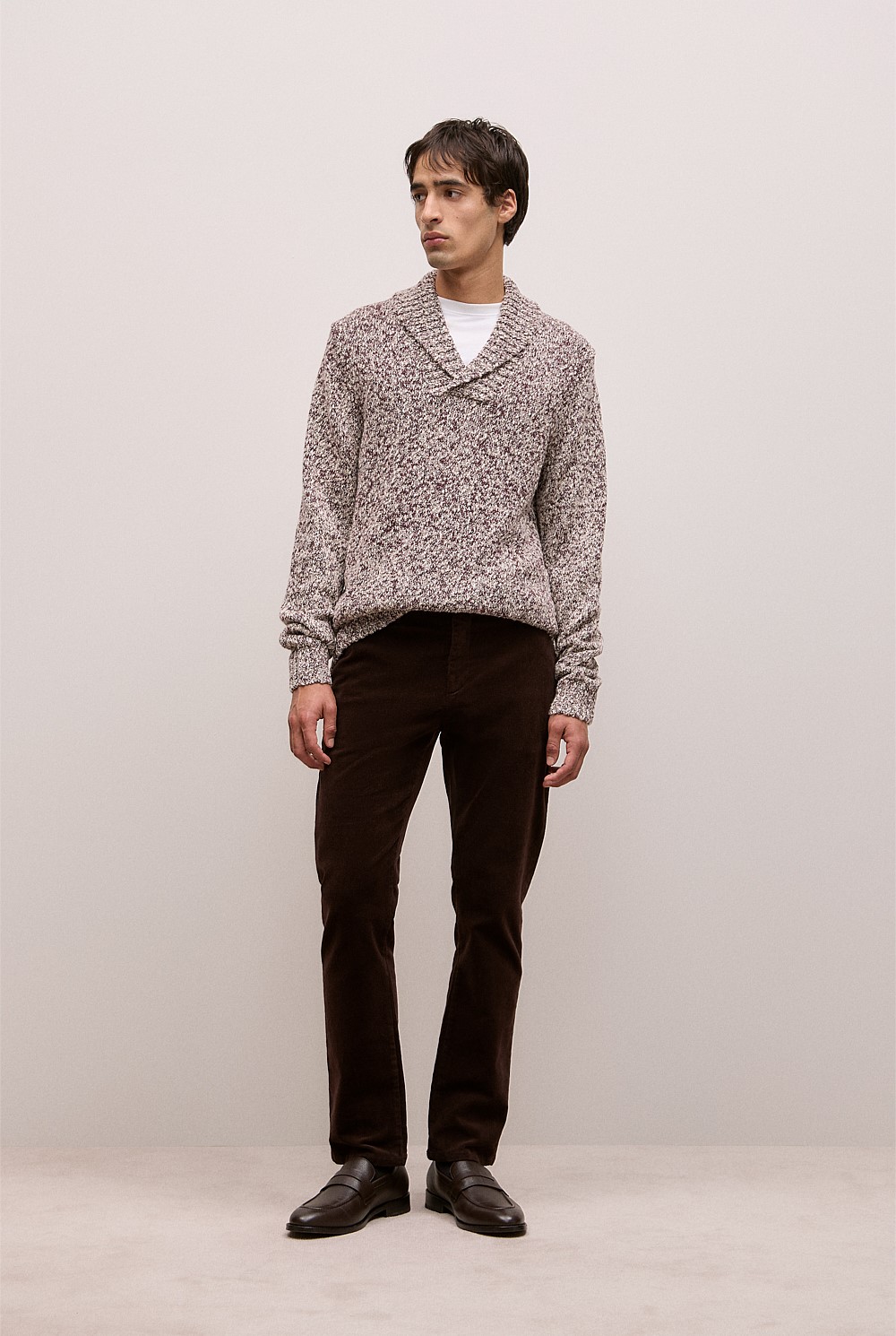 Textured Shawl Collar Knit