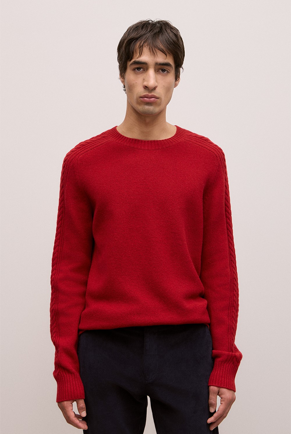 Merino Cable Detail Crew