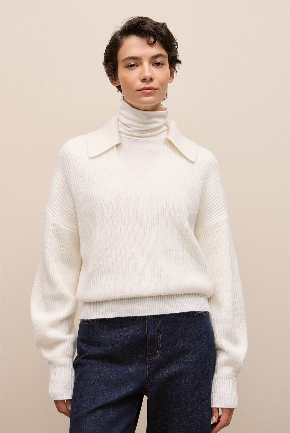 Merino Open Collar Knit