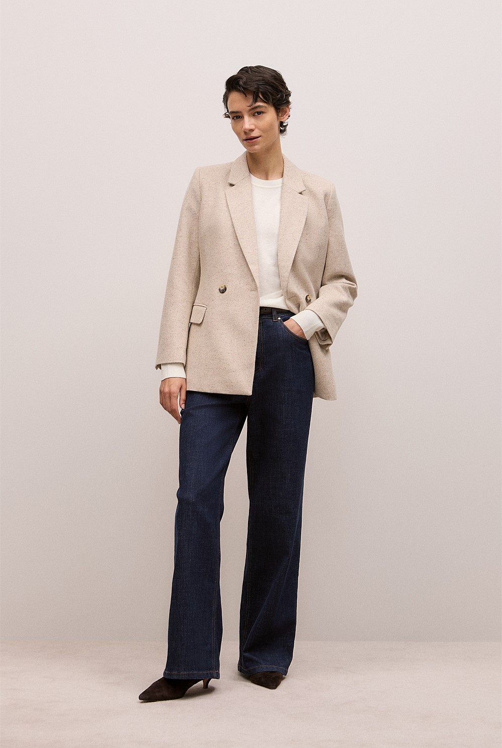 Merino Cashmere Forward Shoulder Seam Crew
