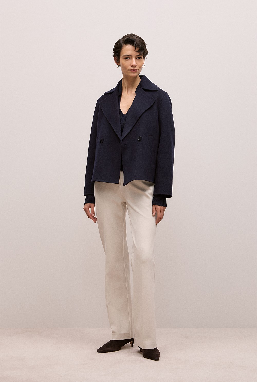 Merino Open Collar Knit