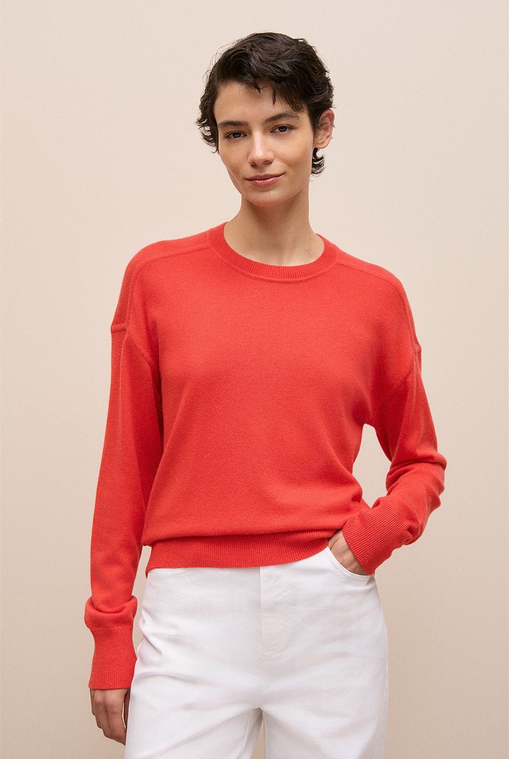 Merino Cashmere Forward Shoulder Seam Crew