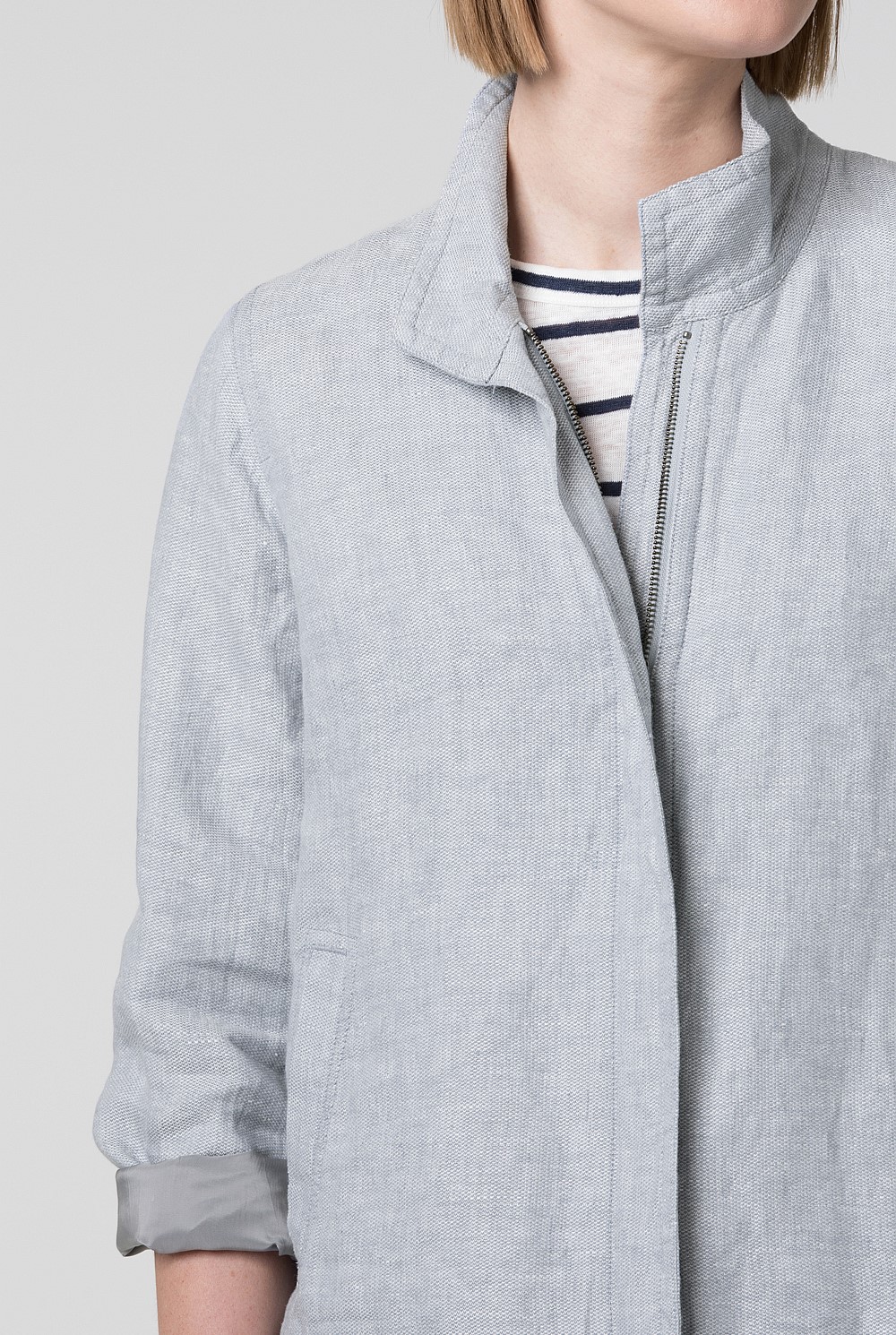 Sporty Yarn Dyed Linen Jacket