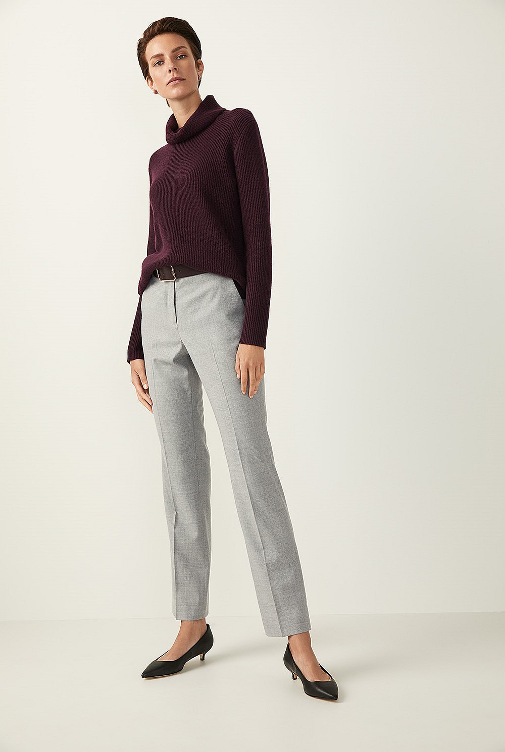 Wool Blend Flannel Tailored Trouser