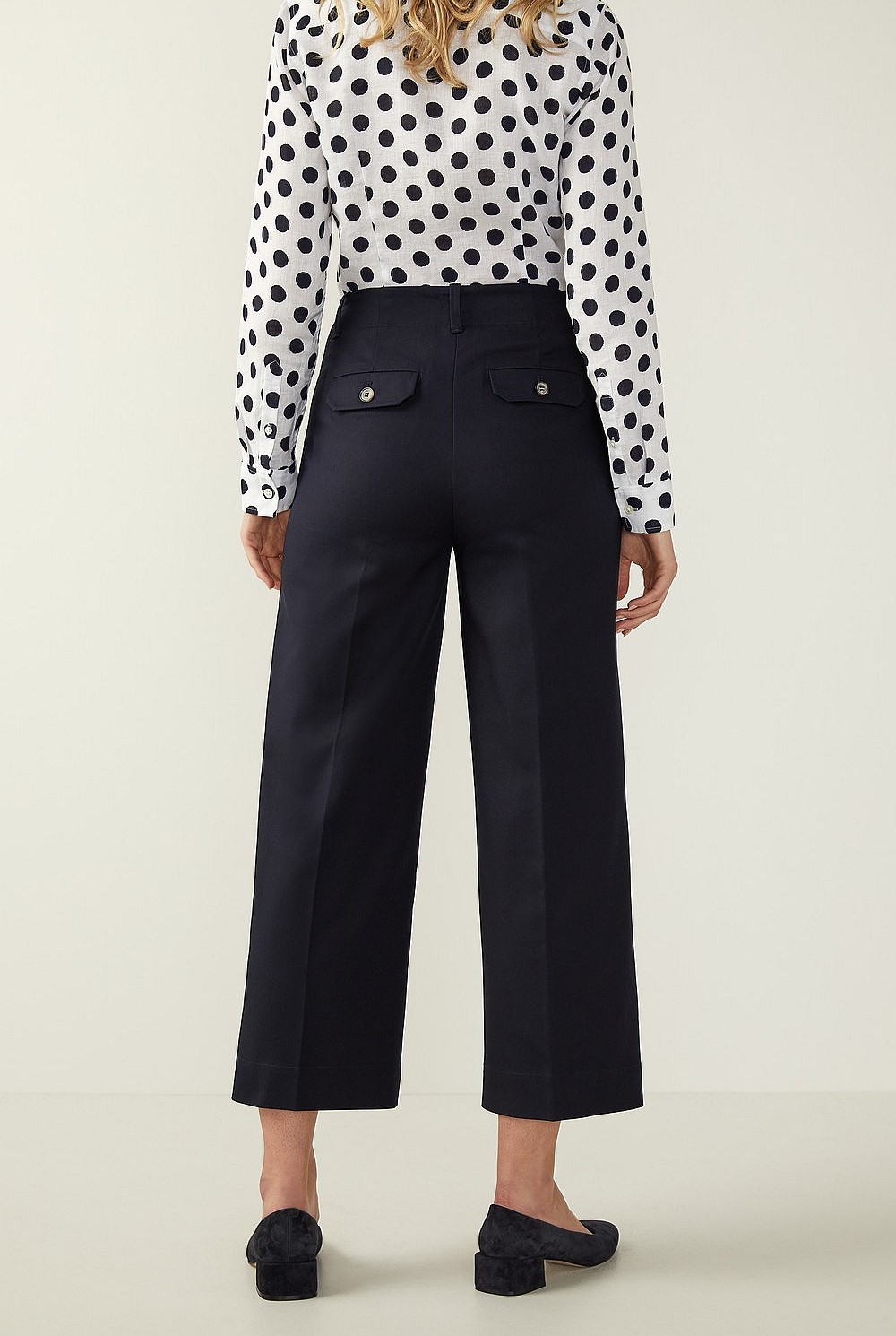 Cotton Stretch Wide Leg Pant